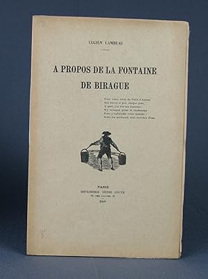 Seller image for A propos de la fontaine de Birague for sale by Livres d'Antan