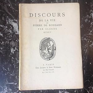 Seller image for DISCOURS de la Vie de Pierre de RONSARD . for sale by Lecapricorne