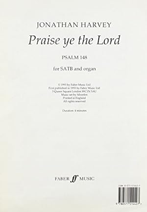 Immagine del venditore per Praise Ye the Lord: SATB, Choral Octavo (Faber Edition) Paperback venduto da booksXpress