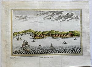 Cannanore India Harbor View Dutch Ships c. 1761 engraved prospect view