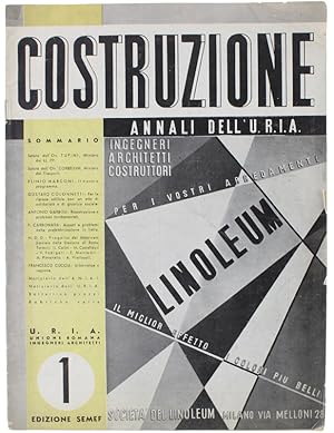 COSTRUZIONE. Annali dell'URIA. anno I - N.1. Gennaio 1949.: