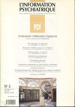 Imagen del vendedor de L'Information Psychiatrique. - Revue mensuelle des Psychiatres des Hpitaux. - N 5 - Volume 73 - Passages Thrapeutiques. a la venta por PRISCA