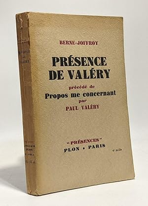 Image du vendeur pour Prsence de Valry prcd de propos me concernant par Paul Valry mis en vente par crealivres