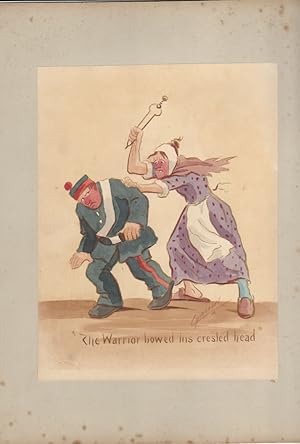 Hand Painted Watercolour Caricature by Martin Anderson - 'Cynicus' 'The Warrior bowed his crested...