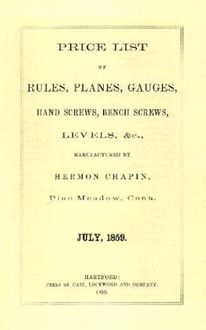 Image du vendeur pour H. Chapin 1859 Price List [Paperback ] mis en vente par booksXpress