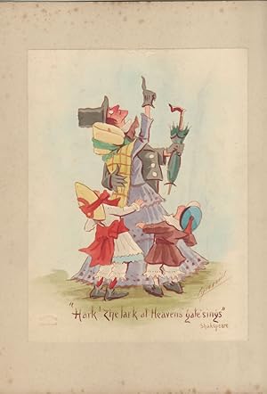 Hand Painted Watercolour Caricature by Martin Anderson - 'Cynicus' 'Hark! the lark at heavens gat...