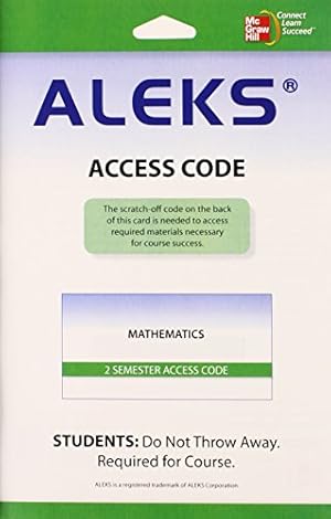 Seller image for ALEKS for Mathematics 40 Weeks User Guide and Access Code Standalone by ALEKS Corporation [Printed Access Code ] for sale by booksXpress