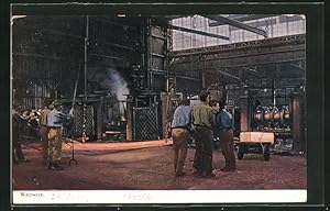 Ansichtskarte Fabrikarbeiter in der Werkshalle eines Walzwerkes