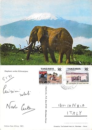 Seller image for Tanzania. Elephant under Kilimanjaro. Viaggiata 1991 for sale by libreria biblos