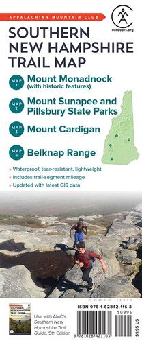 Seller image for Southern New Hampshire Trail Map: Mount Monadnock, Mount Sunapee and Pillsbury State Parks, Mount Cardigan, and Belknap Range by Appalachian Mountain Club Books [Map ] for sale by booksXpress