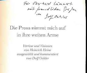 Bild des Verkufers fr Die Prosa nimmt mich auf in ihre weiten Arme. Verrisse und Visionen. Ausgew. und kommentiert von Dolf Oehler zum Verkauf von Fundus-Online GbR Borkert Schwarz Zerfa