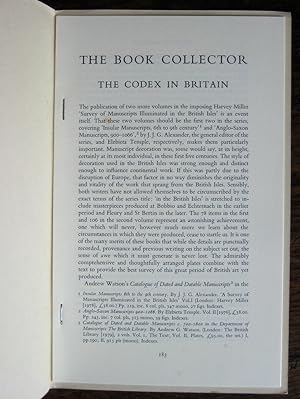 The Codex in Britain. [Offprint from The Book Collector, Summer 1979]