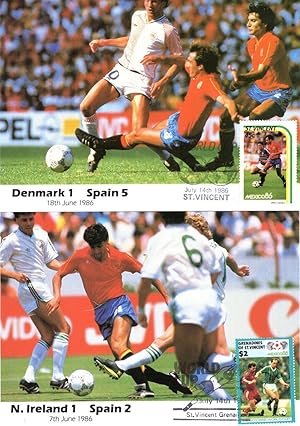 Spain vs Denmark Northern Ireland 2x 1986 World Cup Postcard s