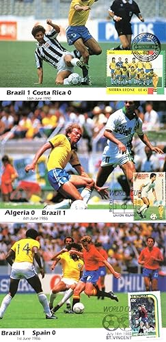 Brazil Algeria Spain Costa Rica 3x 1986 World Cup Postcard s