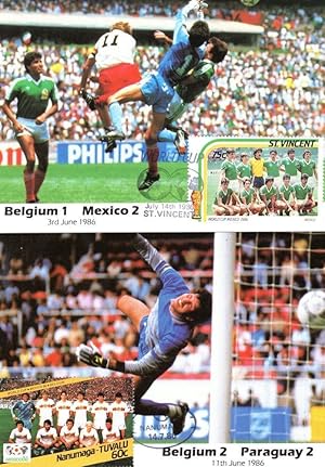 Belgium vs Mexico Paraguay 2x 1986 World Cup Football Postcard s