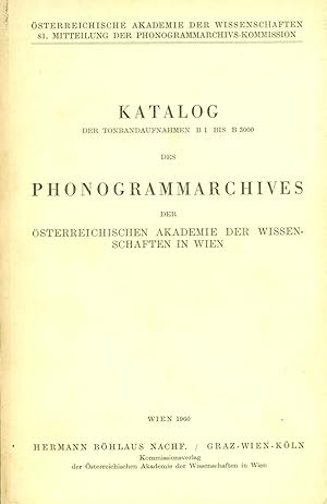 Katalog des Phonogrammarchives