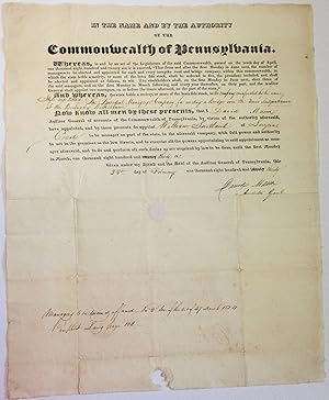 PRINTED DOCUMENT, COMPLETED IN MANUSCRIPT, APPOINTING A MANAGER OF THE COMPANY ERECTING A BRIDGE ...