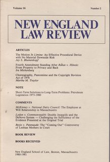 New England Law Review: Volume 16 No. 2 1980-1981