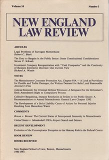 The New England Law Review Vol. 16 No 3 1980-1981