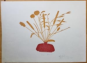 Linoleum Block Print of a Northern California Plant or Flower: Dry Grass. Signed and Numbered by ...