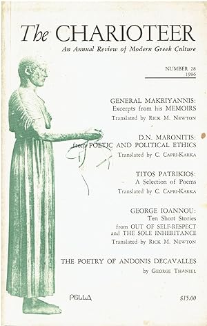 Bild des Verkufers fr The Charioteer - An Annual Review of Modern Greek Culture (Number 28, 1986) zum Verkauf von Manian Enterprises