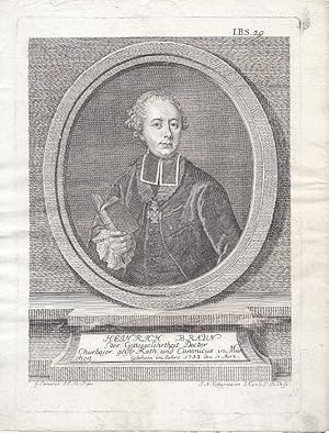 Imagen del vendedor de Portrt. Brustbild im Oval mit Buch in der Hand. Kupferstich von J. A. Zimmermann nach G. Demare, 22 x 16,5 cm, ca. 1780. a la venta por Antiquariat Michael Eschmann