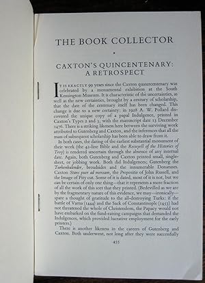 Caxton's Quincentenary: a retrospect. [Offprint from The Book Collector, Winter 1976]
