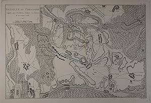 Bataille de Zorndorf Gangnée par Frédéric, Contre les Russes le 25 Aoust 1758. Teilkolorierte Kup...