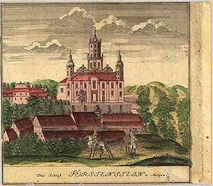 Immagine del venditore per Das Schlo Frstenstein von Morgen Scenographia Urbium Silesiae, tab. VI, 1738, Homann Heirs. Das ist VORSTELLUNG der Prospecte von den Staedten SCHLESIENS. sechste Tabell. in welcher die Frnehmsten Staedte des Frst. SCHWEIDNITZ accurat vorgestellet werden, entworfen von F.B.Werner Siles. und angefertigt von den Homaennischen Erben. Nrnberg 1738. Cum pr. S.C.M. venduto da Antiquariat Reinhold Berg eK Inh. R.Berg