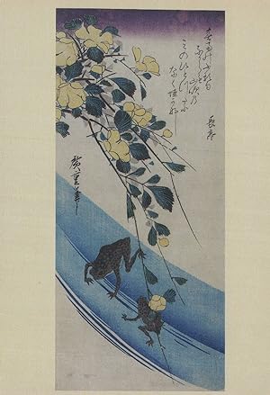 Japanese Kerria & Frogs Hiroshige Japanese Painting Postcard
