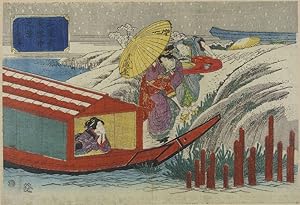 Utagawa Kuminao Mimeguri Shrine In Snow Japanese Painting Postcard