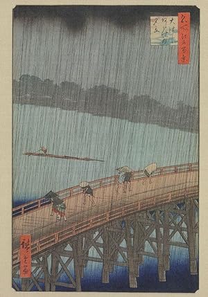 Utagawa Hiroshige Sudden Shower Over Shin Ohashi Bridge Painting Postcard