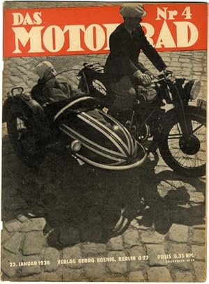 Zeitschrift "Das Motorrad" Heft 4 22. Januar 1938, Motorrad mit Seitenwagen