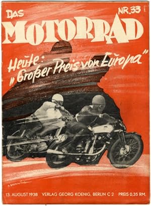 Zeitschrift "Das Motorrad" Heft 33 13. August 1938, Großer Preis von Europa