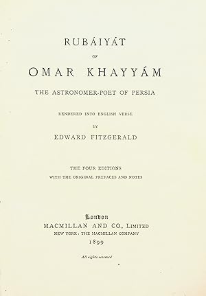 Seller image for Rubaiyat of Omar Khayyam the astronomer-poet of Persia. for sale by FOLIOS LIMITED