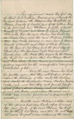 Five-year lease of the Warren Gas Light Company to William J. Miller