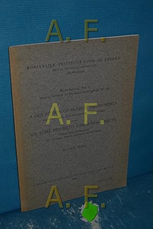 Bild des Verkufers fr Koninklijk Instituut voor de tropen (Royal Tropical Institute) Amsterdam / Mededeling No. C Afdeling Culture en Physische Anthropologie No. 43 / A Description of Musical Instruments from Central North-Eastern new Guinea / On Some Hitherto unknown Objects from the Highlands of Central North-Eastern New Guinea zum Verkauf von Antiquarische Fundgrube e.U.