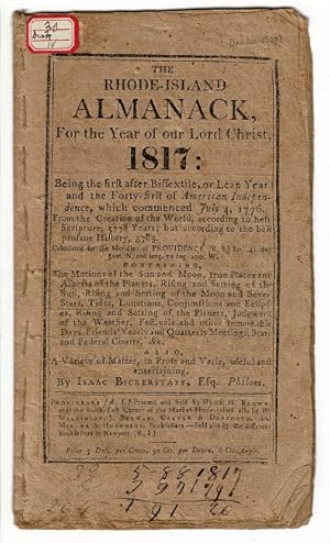 Image du vendeur pour The Rhode-Island almanack for the year of our Lord Christ, 1817 mis en vente par Rulon-Miller Books (ABAA / ILAB)