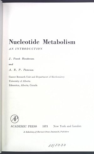 Seller image for Nucleotide Metabolism: An introduction. for sale by books4less (Versandantiquariat Petra Gros GmbH & Co. KG)