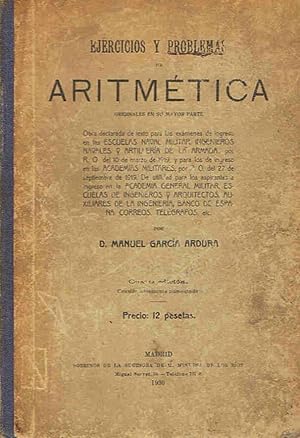 Imagen del vendedor de EJERCICIOS Y PROBLEMAS DE ARITMTICA. Originales en su mayot parte. a la venta por Librera Torren de Rueda