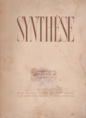 SYNTHÈSE - Quatrième Année - Numéro 12 - Décembre 1936 - Revue mensuelle réservée au corps médical