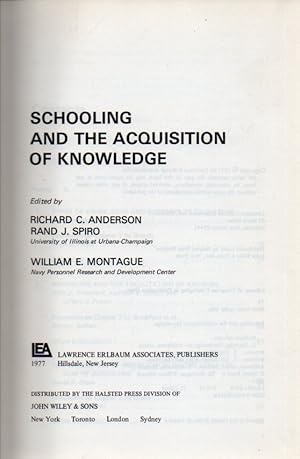 Image du vendeur pour Schooling and the Acquisition of Knowledge mis en vente par Clivia Mueller