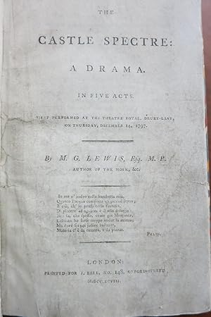 Immagine del venditore per THE CASTLE SPECTRE: A DRAMA IN FIVE ACTS venduto da First Folio    A.B.A.A.