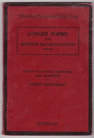 Seller image for Longer Poems for Honour Matriculation 1933-34 for sale by Silver Creek Books & Antiques