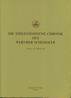 Bild des Verkufers fr Werbe-Flyer zu: Die Eidgenssische Chronik des Wernher Schodoler. Acht faksimilierte Probeseiten lose in Papp-Flgelmappe einliegend. Begleitheft. zum Verkauf von Stader Kunst-Buch-Kabinett ILAB