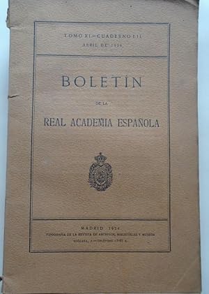 Imagen del vendedor de Boletn de la Real Academia Espaola. Tomo XI, cuaderno LII, abril de 1924. a la venta por Carmichael Alonso Libros