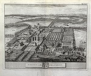 DODDINGTON HALL LINCOLNSHIRE Van Der Aa,Kip Original Engraved Antique Print 1727