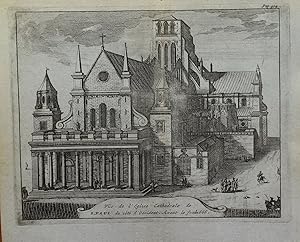 St PAULS CATHEDRAL LONDON Before 1666 Van Der Aa,Kip Original antique print 1727
