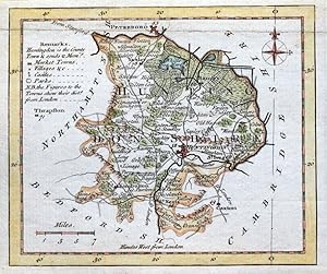 Antique Map HUNTINGDONSHIRE, Thomas Kitchin Pocket Atlas, Original Map 1769