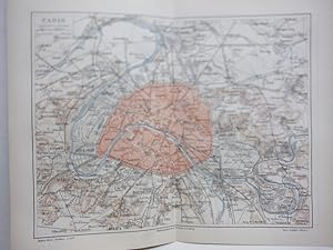Meyers Antique Colored Map of PARIS (1890)